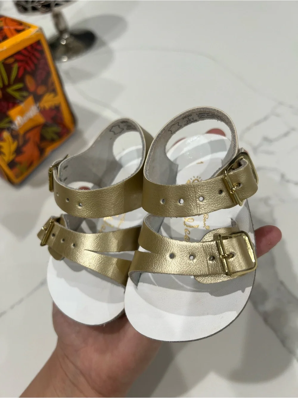 Salt-Water Sandals Original Gold Metallic Leather Strappy Sandals